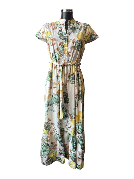 Connie floral belted dress - khaki mix