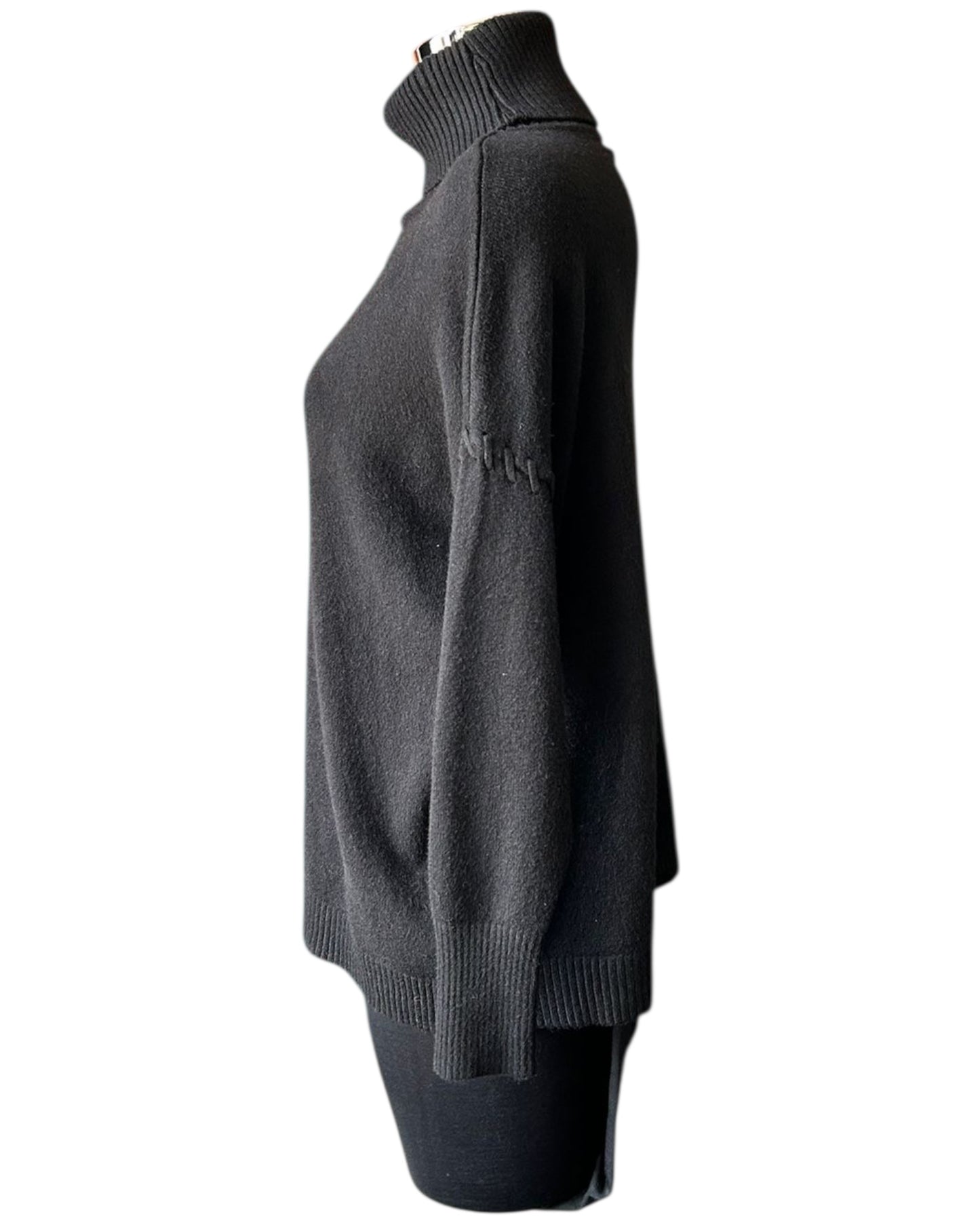 Violet blanket stitch roll neck jumper - Black