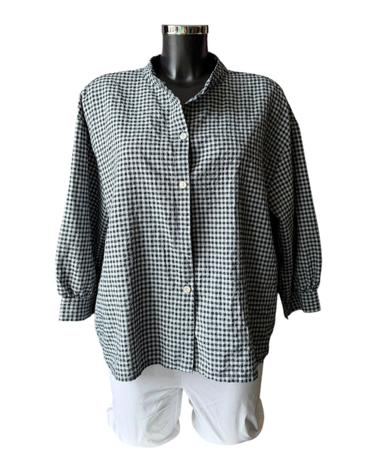Gia gingham check oversized shirt  - Black