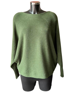 Cassie pearl back batwing jumper - Khaki