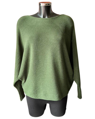 Cassie pearl back batwing jumper - Khaki
