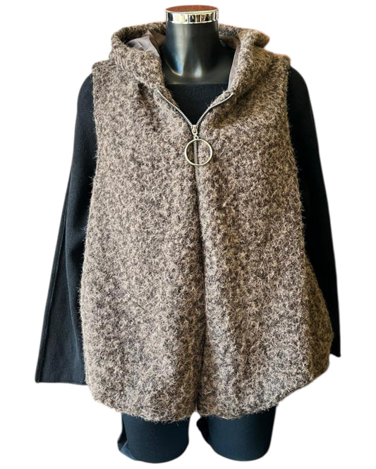 Caitlin puffball waistcoat/gilet - Chocolate