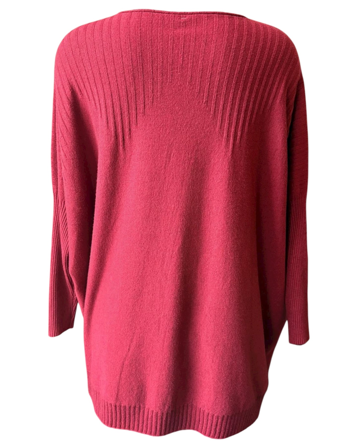 Carrie fine knit ribbed tunic jumper - Bordeaux