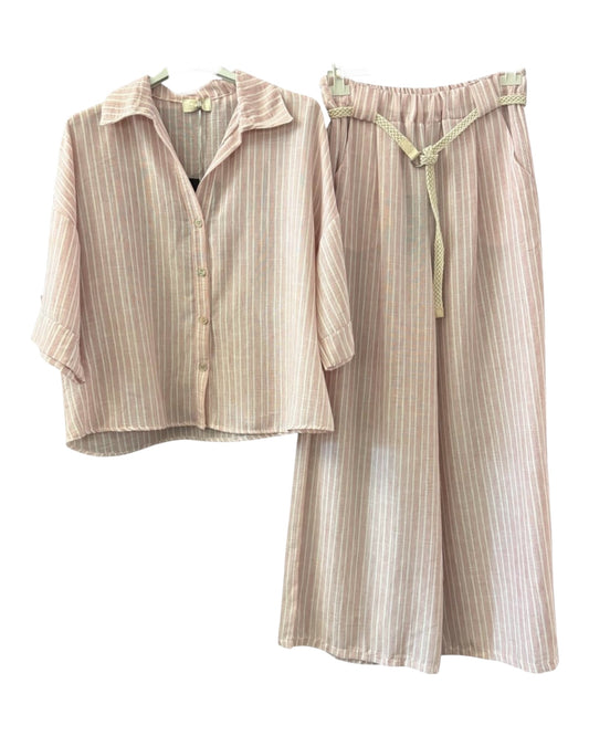 Elona striped co-ord trouser suit - Pink