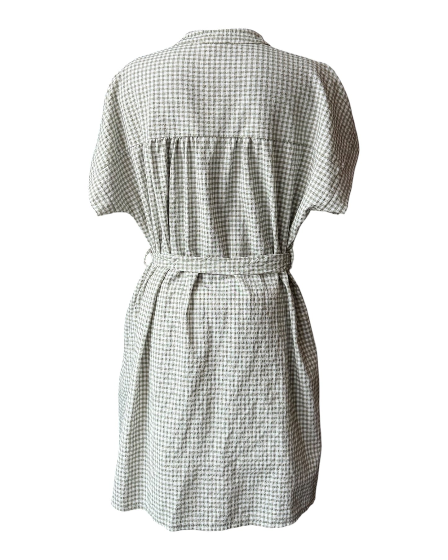 Gia gingham check short shirt dress - khaki