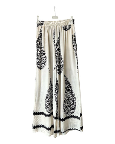 Morgan silky paisley wide leg trousers