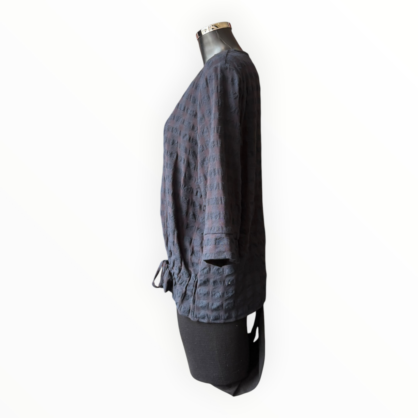 Eliza range checked jacket top - Navy
