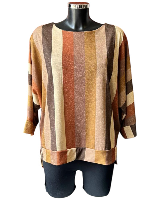 Milly Metallic stripe fine knit jumper