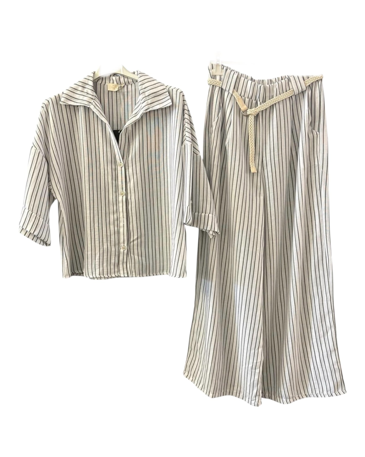 Elona striped co-ord trouser suit - White