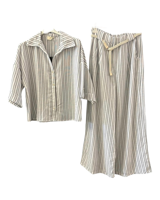 Elona striped co-ord trouser suit - White