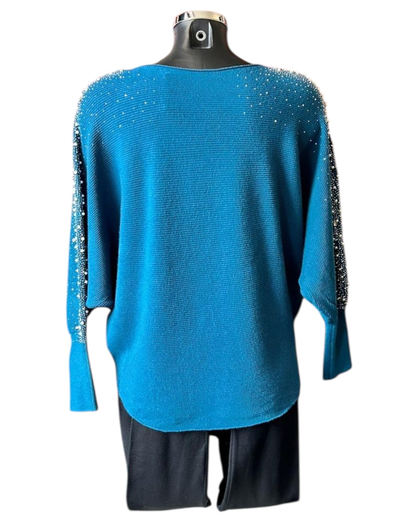 Pippa Pearl sparkle sleeve batwing jumper - Teal