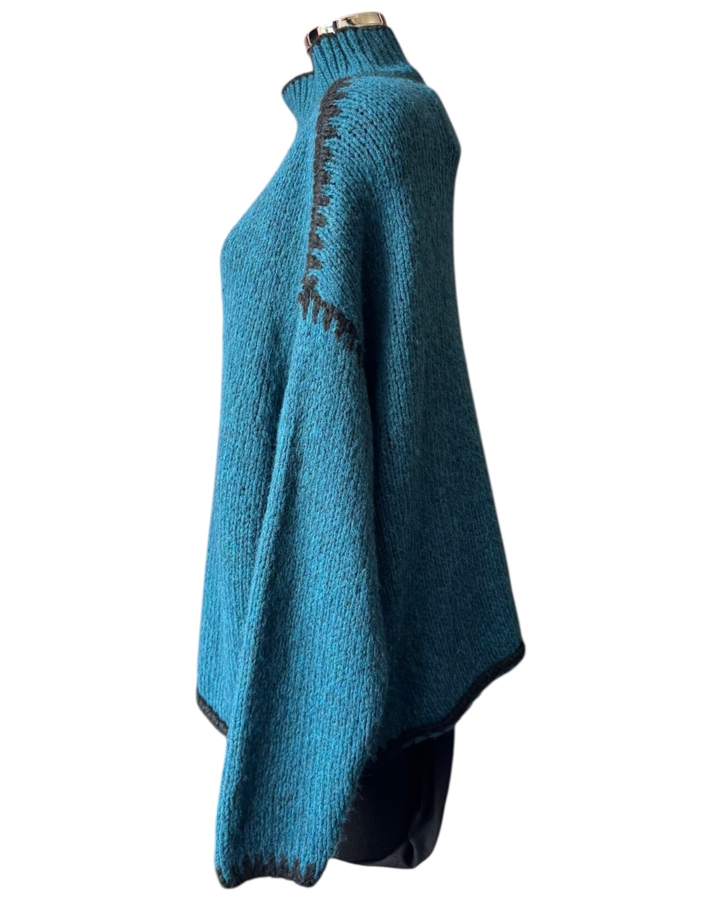 Jessie contrast stitch high neck jumper - Teal
