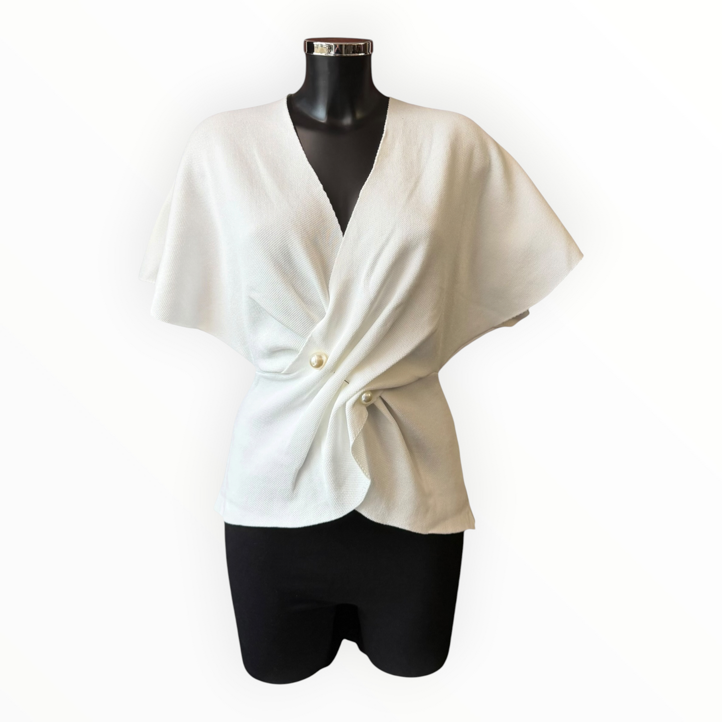 Shona wrapover pearl detail jumper - Ivory