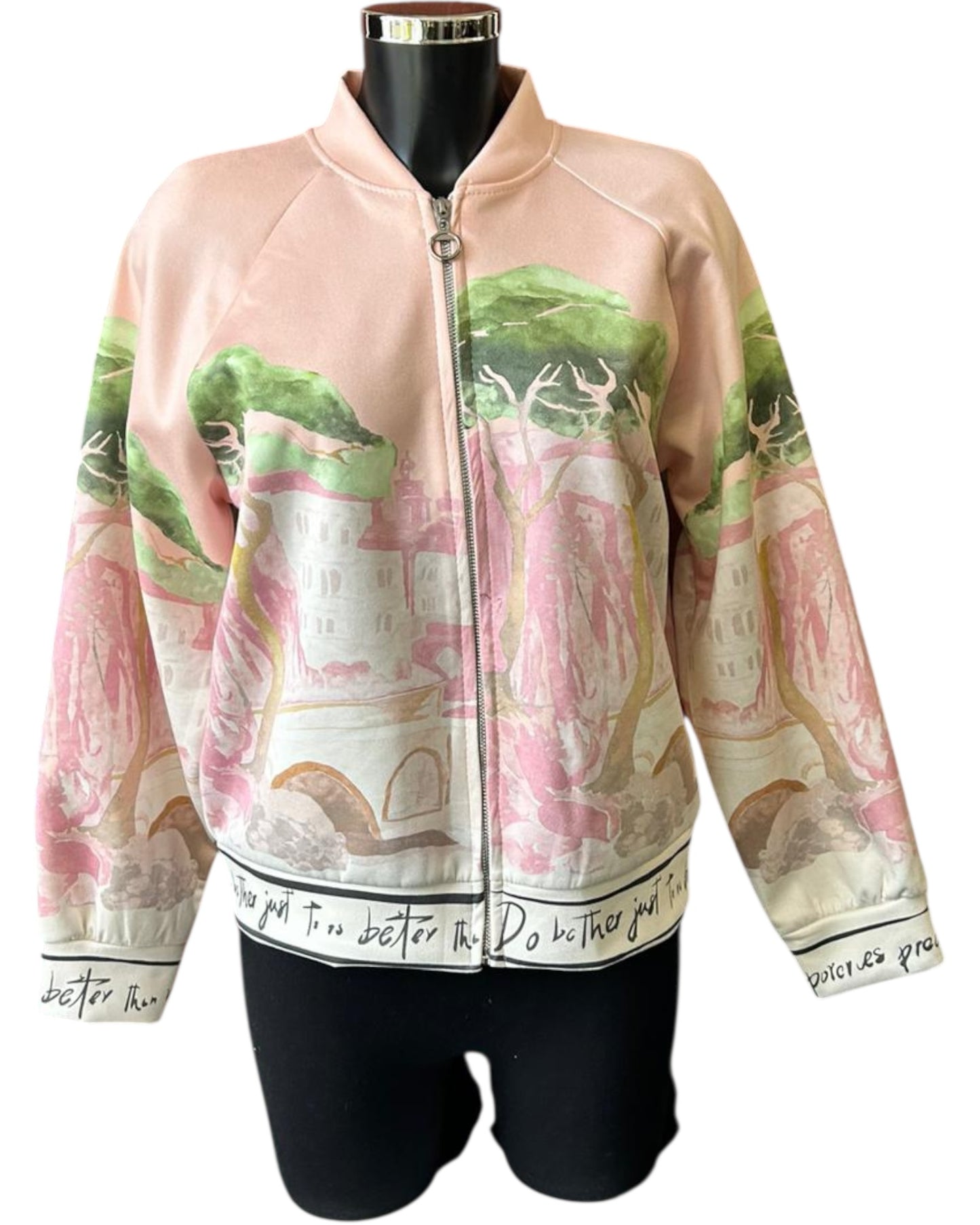 Frankie silk effect scene bomber jacket - Pink