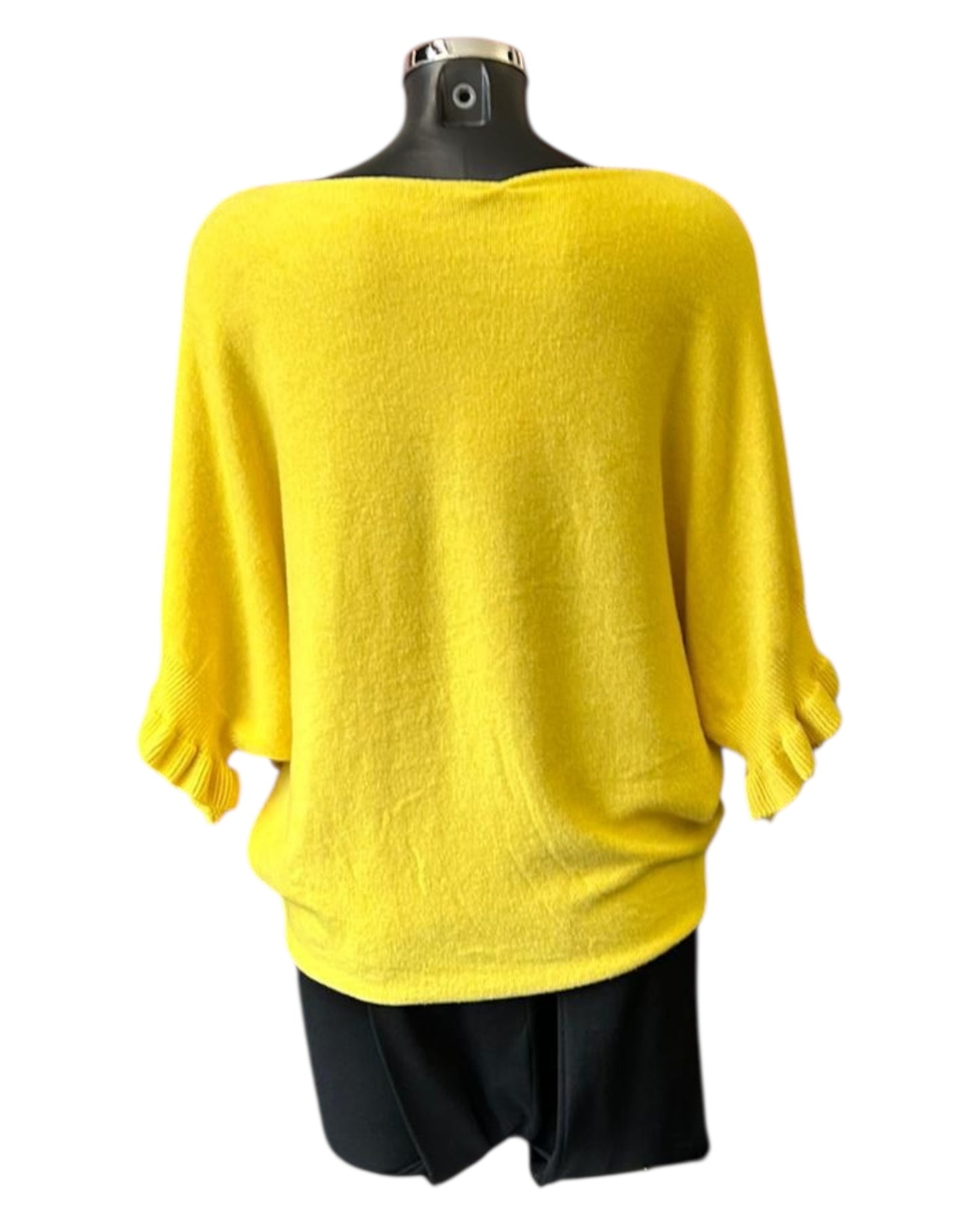 Aimee frill sleeve batwing jumper - Lemon