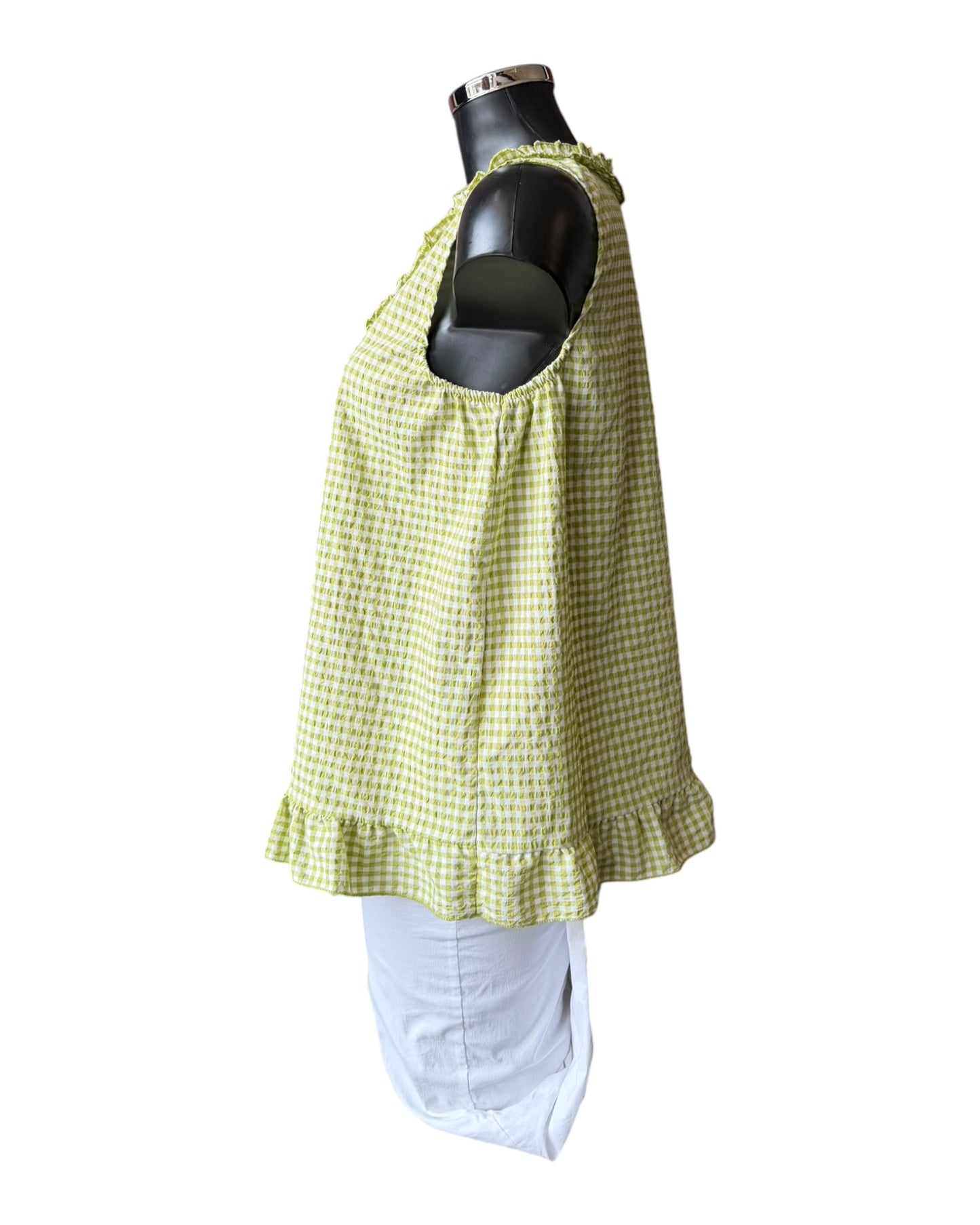 Gia gingham check sleeveless top - Lime