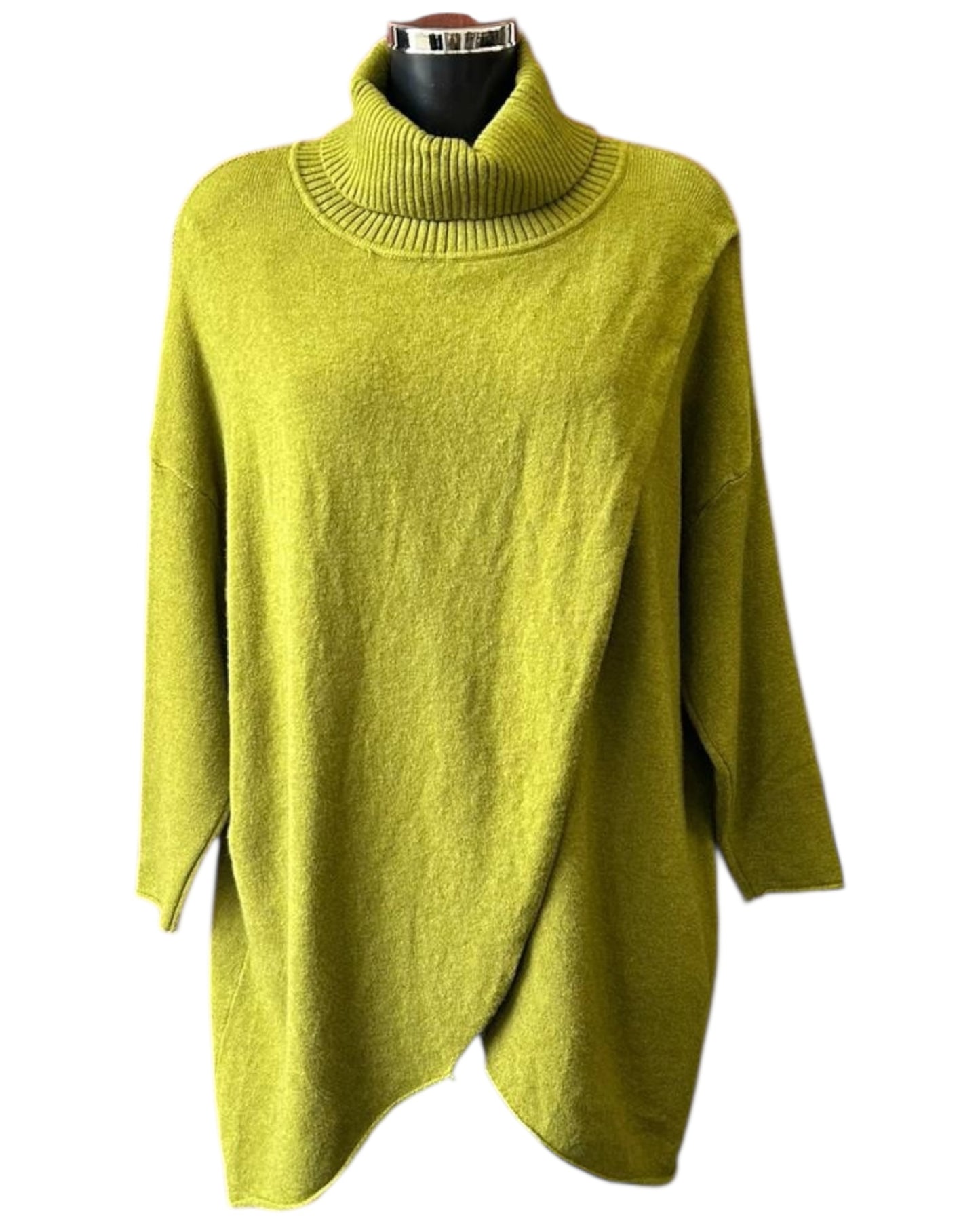 Molly wrap over long length jumper - Lime