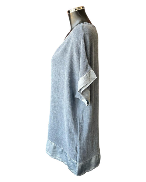 Casey range v neck satin trim top - Navy