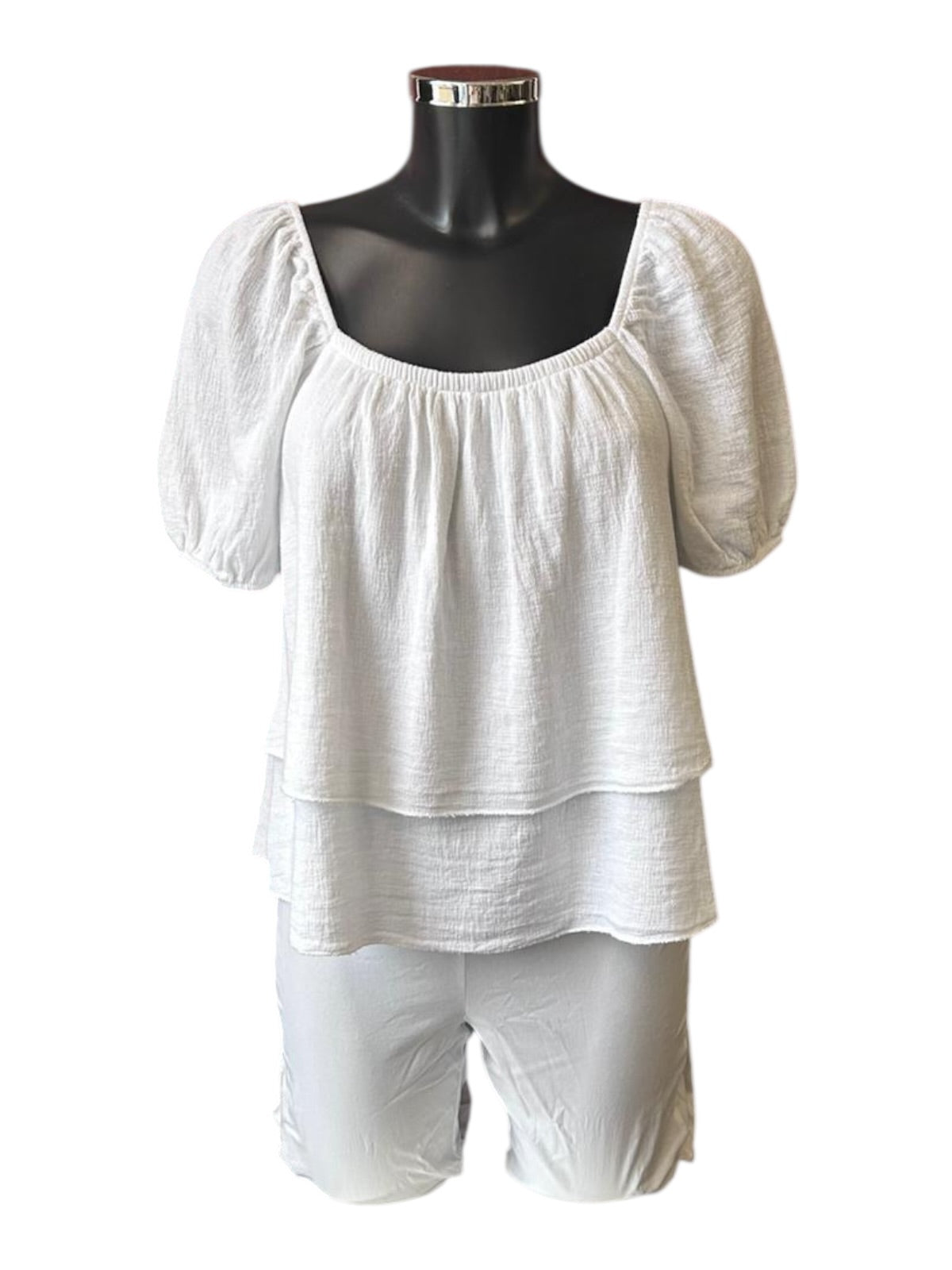 Casey range layered gypsy top - White
