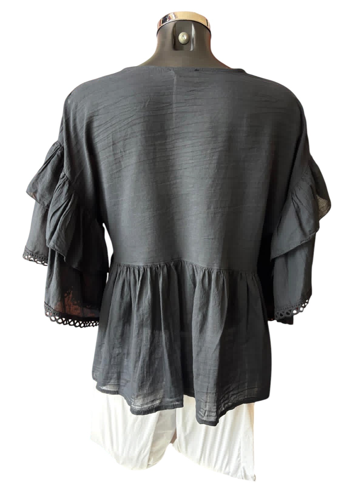 Sophia layered sleeve blouse - Black