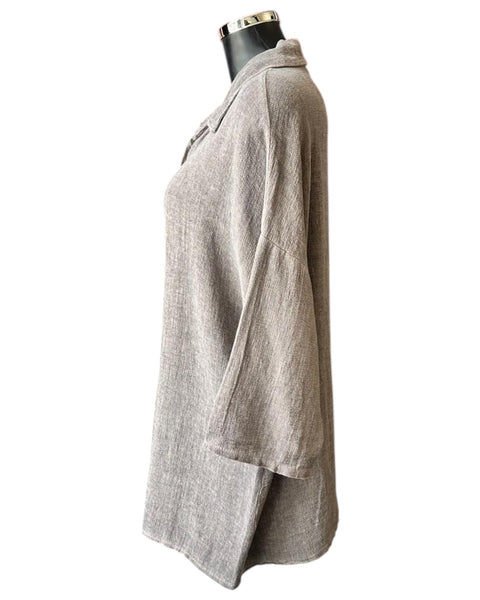Casey range longer length button shirt - Chocolate