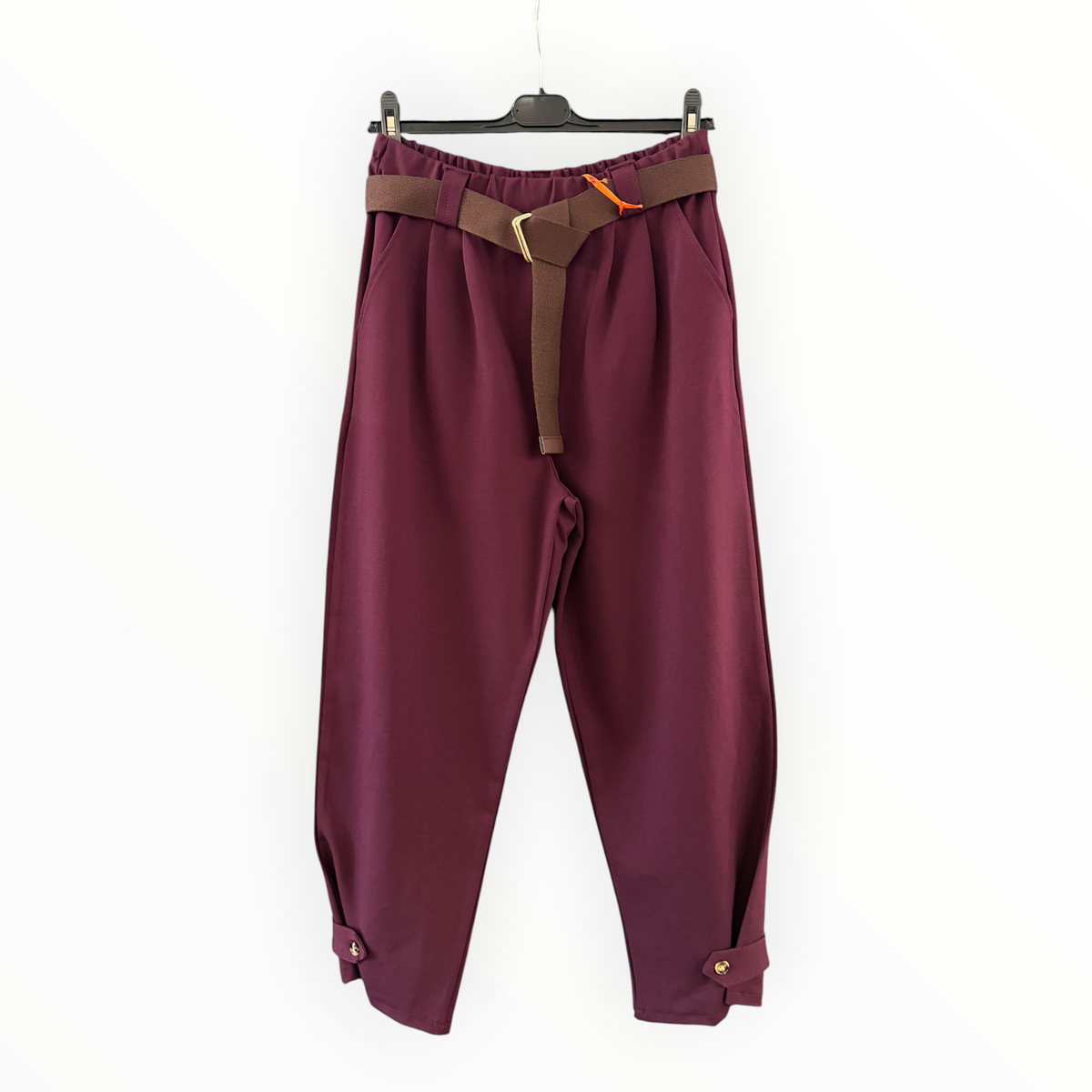 Bessie button hem trousers - Plum