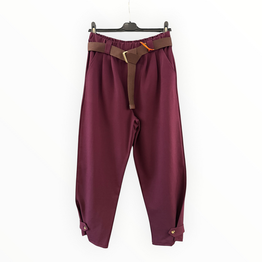 Bessie button hem trousers - Plum