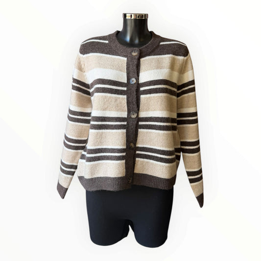 Tanya striped brown mix cardigan