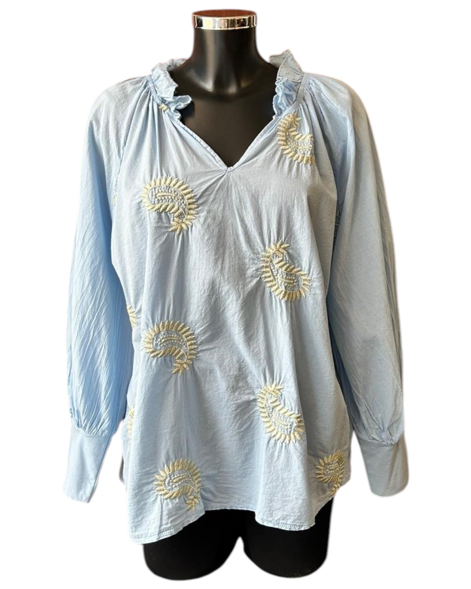 Chrissie paisley embroidered top - Blue