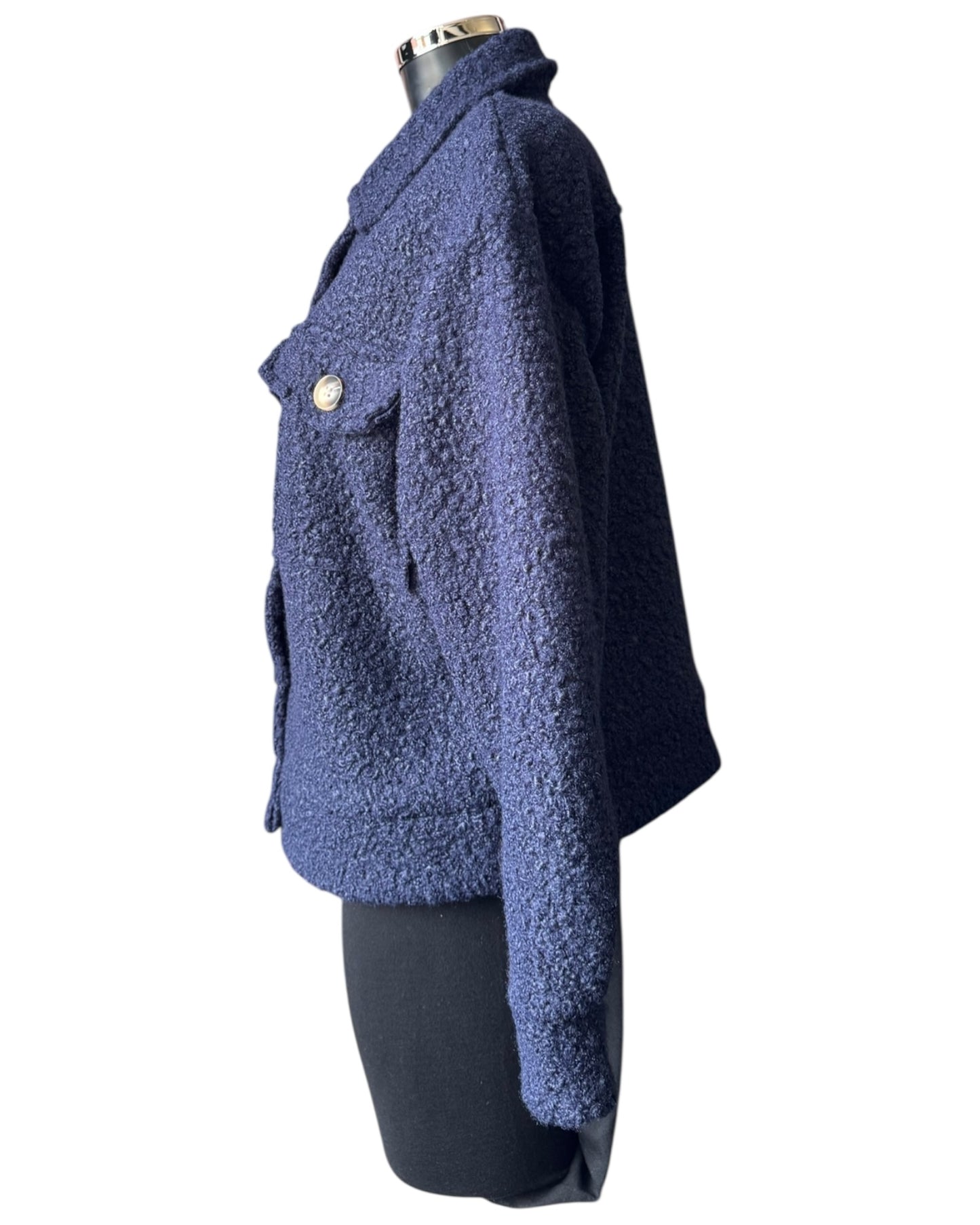 Gina boucle bomber jacket - Navy