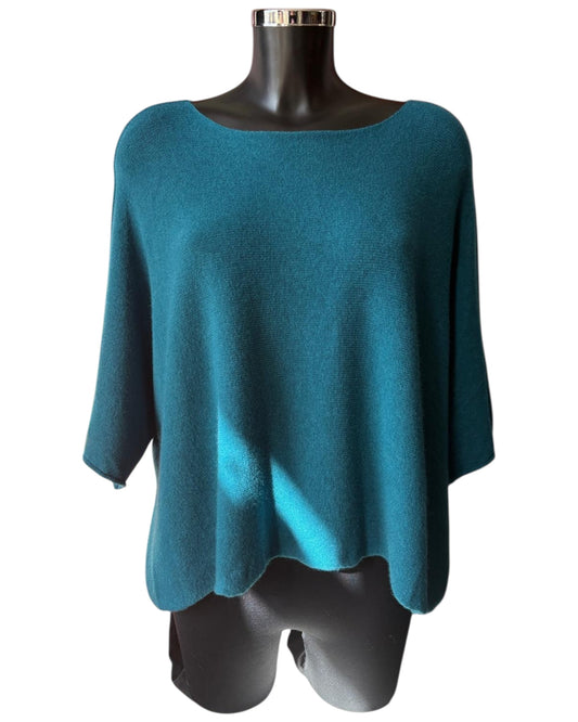 Abigail soft knit short boxy jumper - Teal