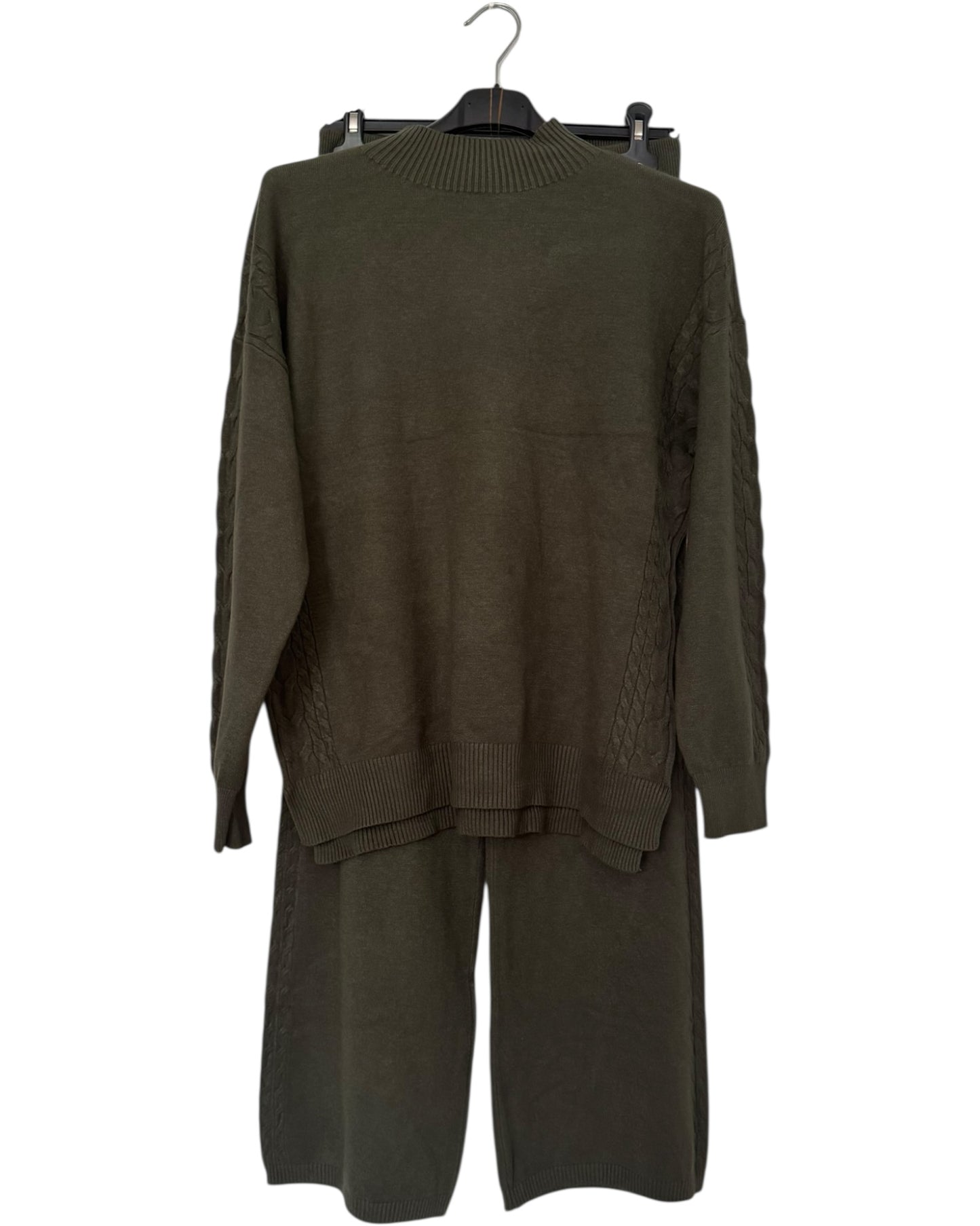 Amelia cable side coord trouser suit - Khaki