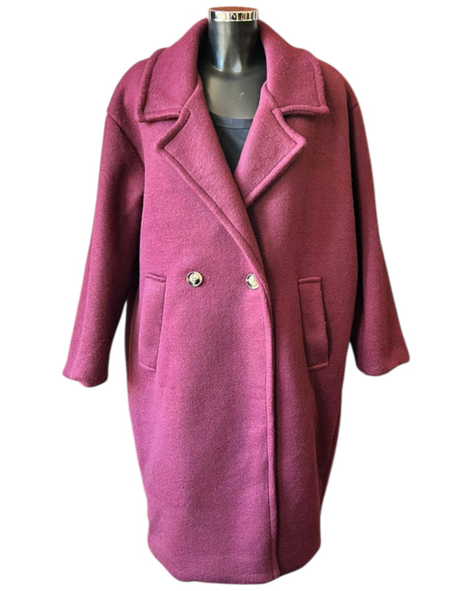 Priscilla wool feel pea coat - Bordeaux