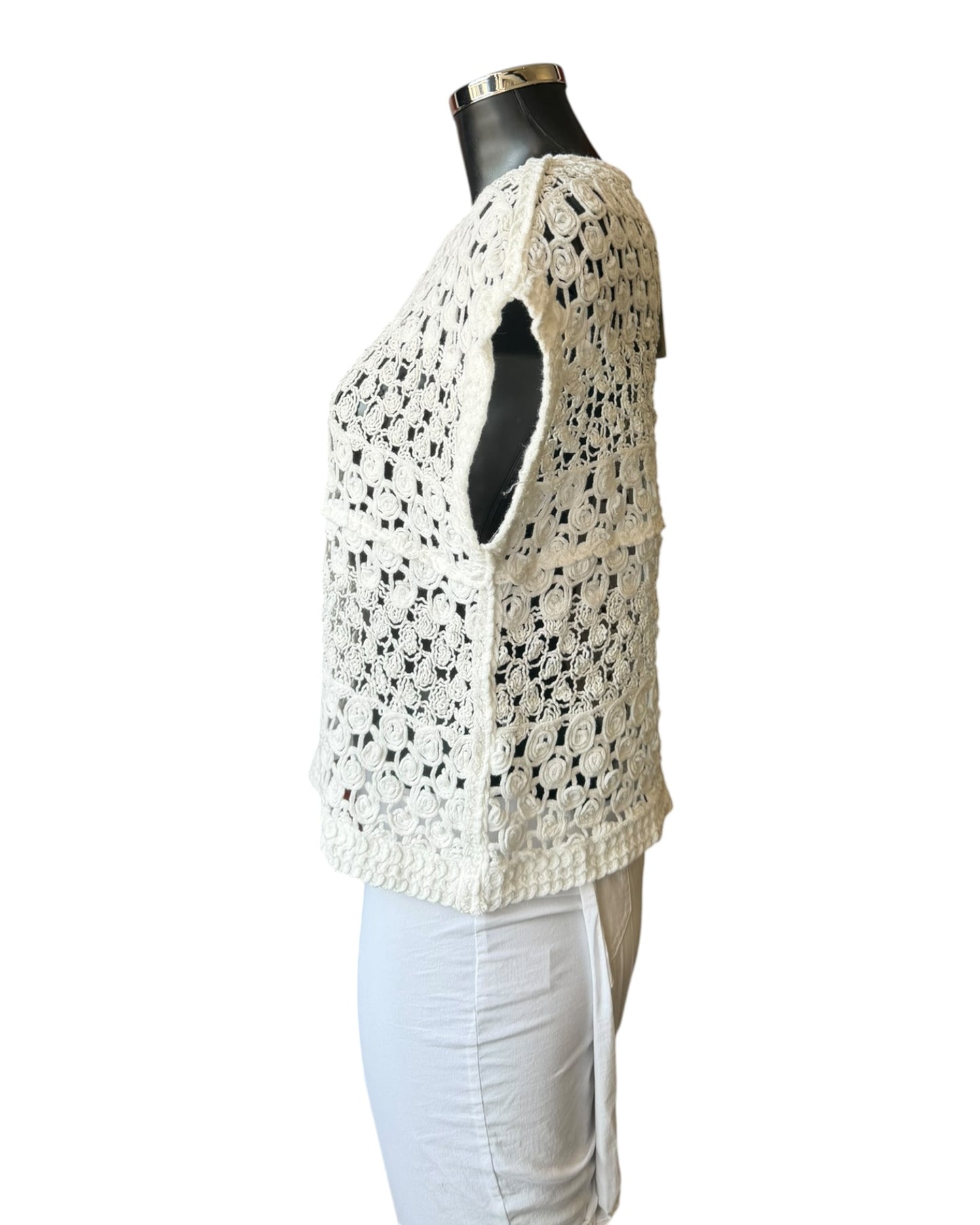 Simone tabard crochet jumper - beige
