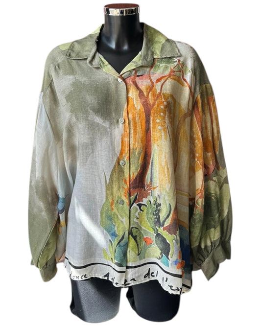 Caitlin landscape blouse - Khaki