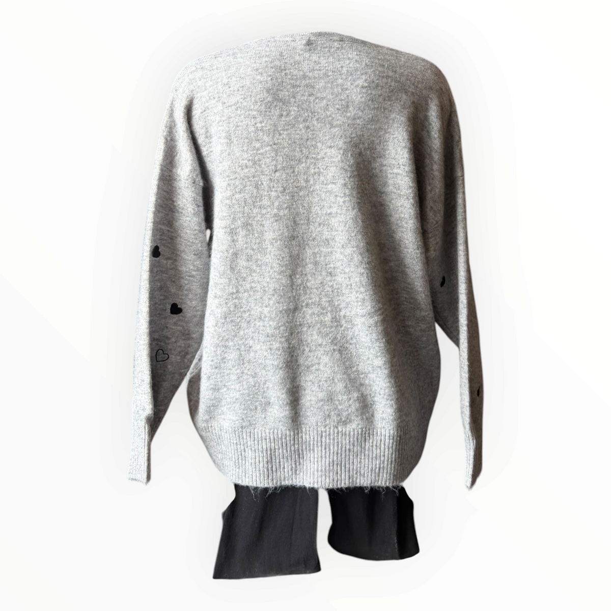 Celeste v neck embroidered heart jumper - grey