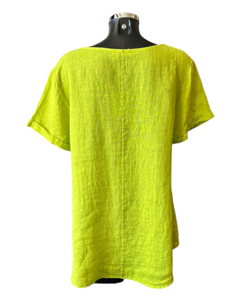 Matilda 9 button linen top - Lime