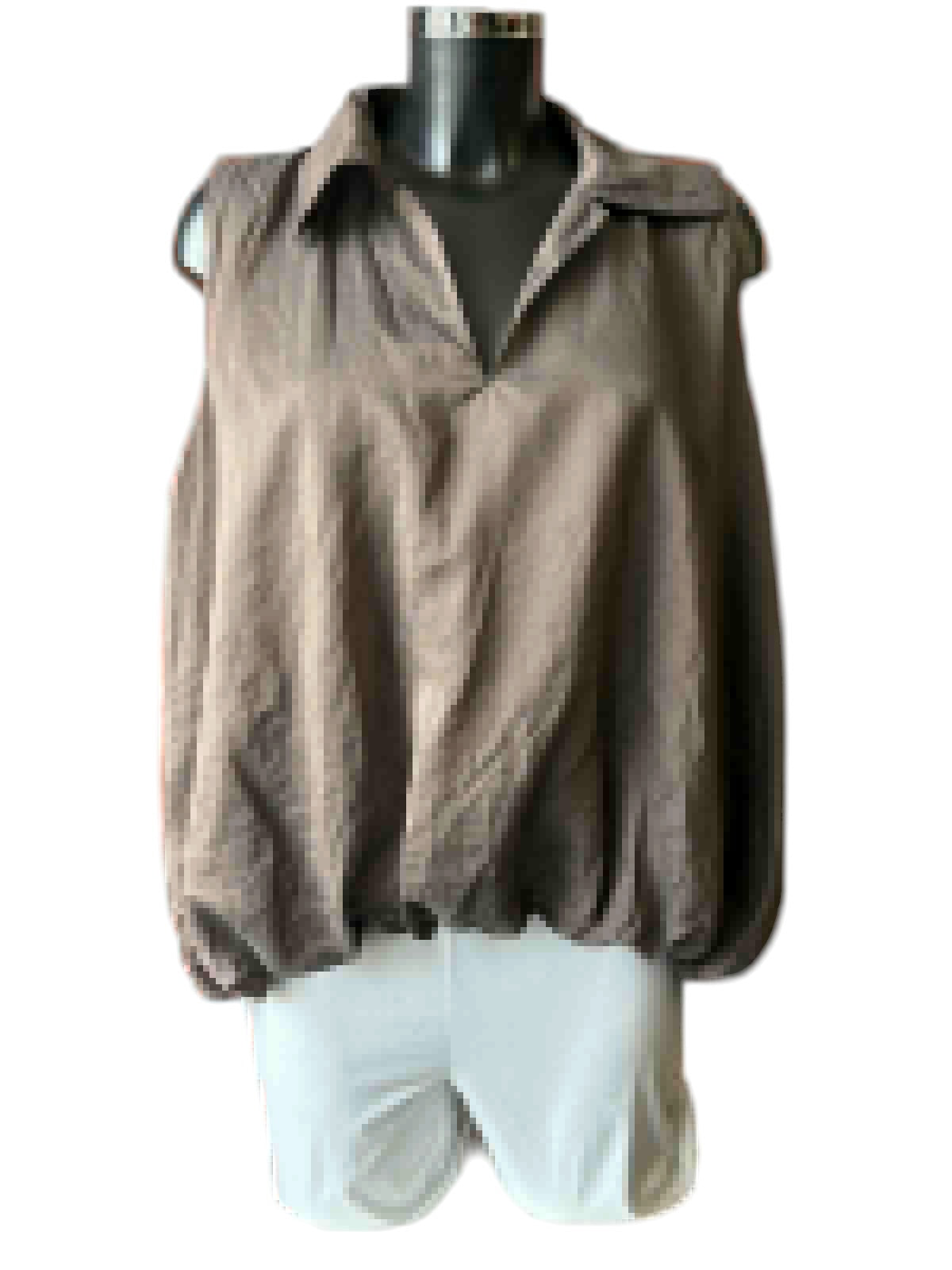 Isla range puff hem sleeveless top - Chocolate