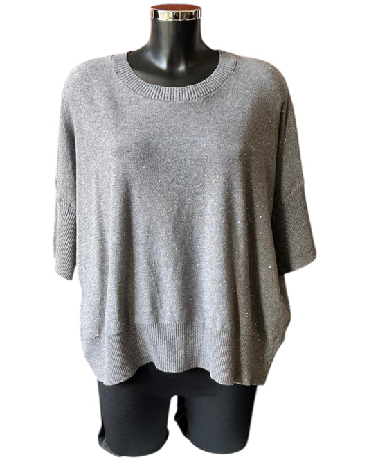 Eva sparkle knit half sleeve jumper - Grey