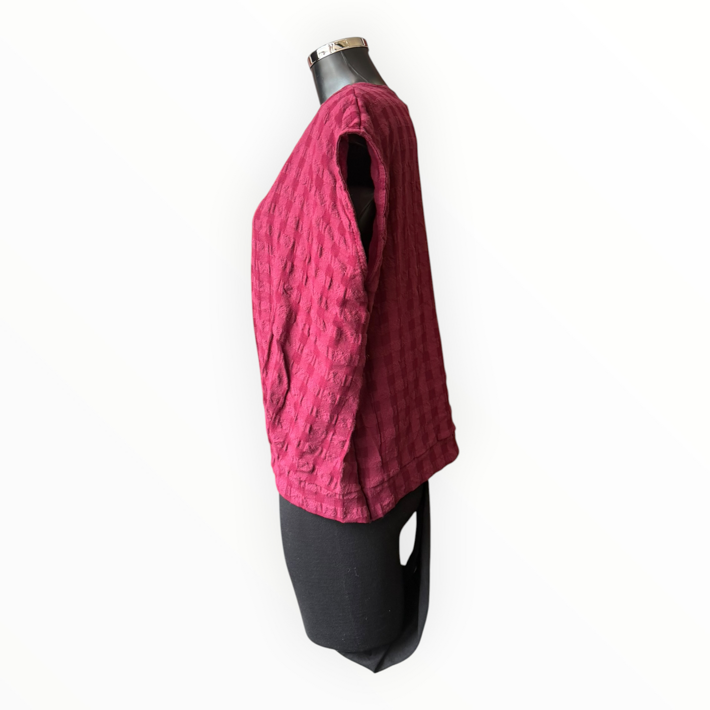 Eliza range checked cap sleeve top - Wine