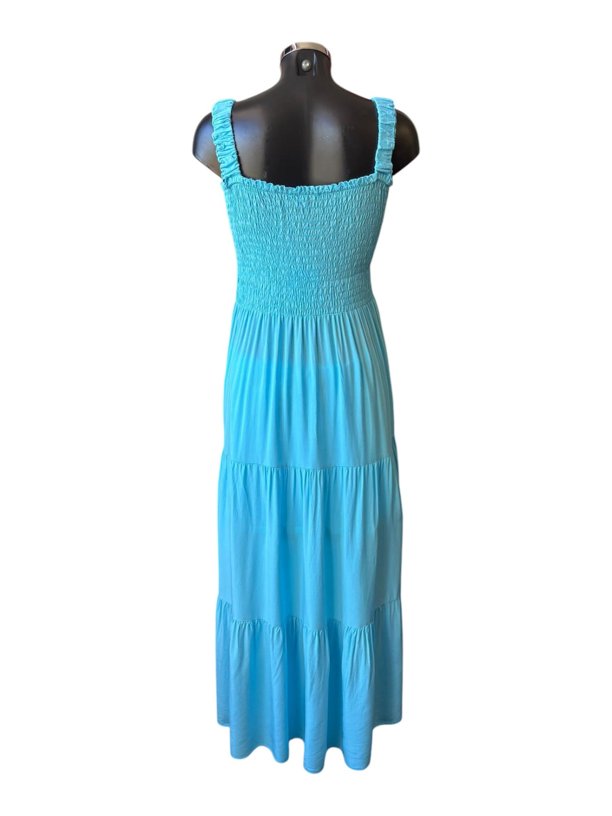 Sara turquoise ruched top strappy maxi dress