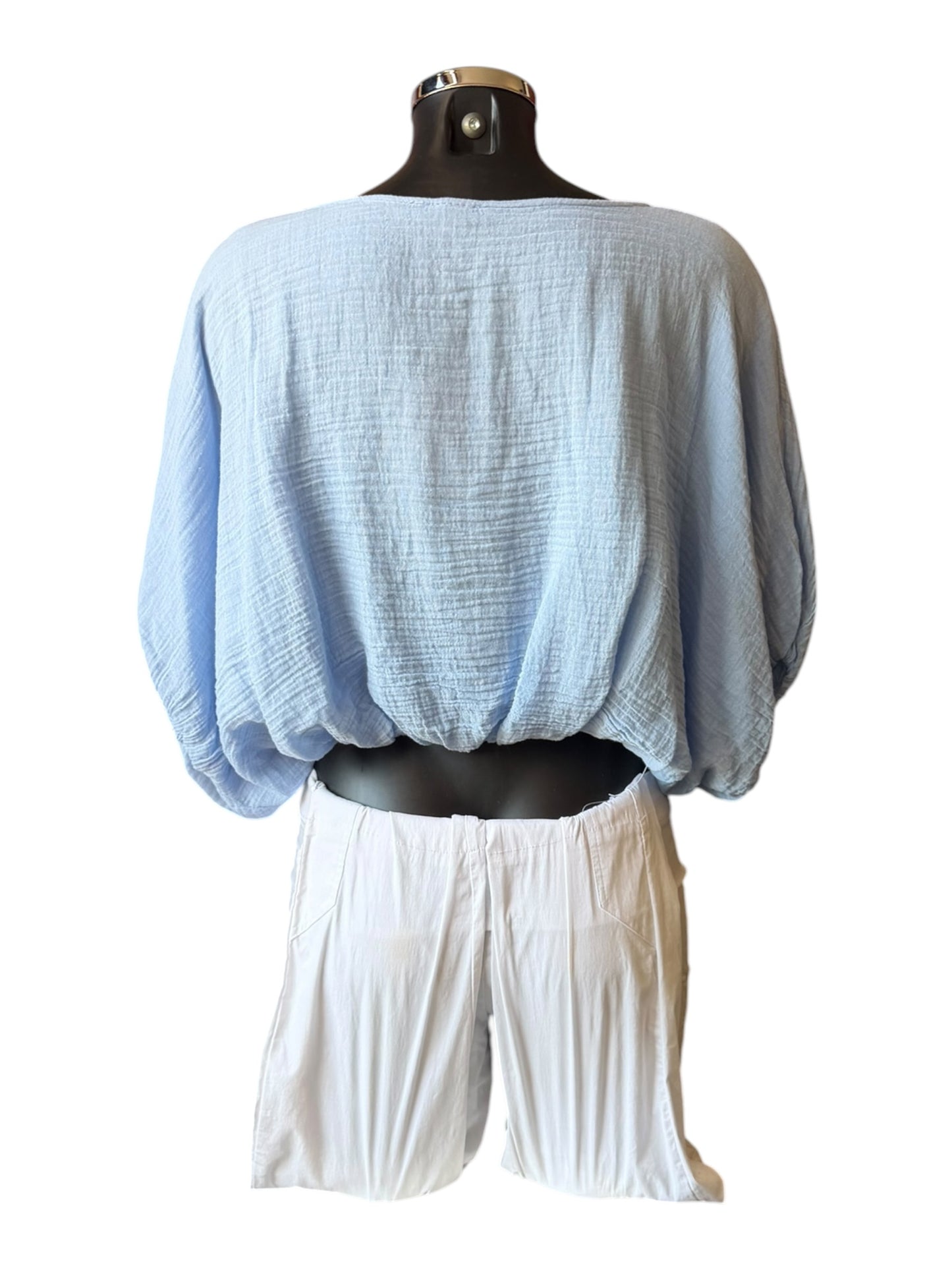 Darcy Garza cotton bubble hem top - Blue