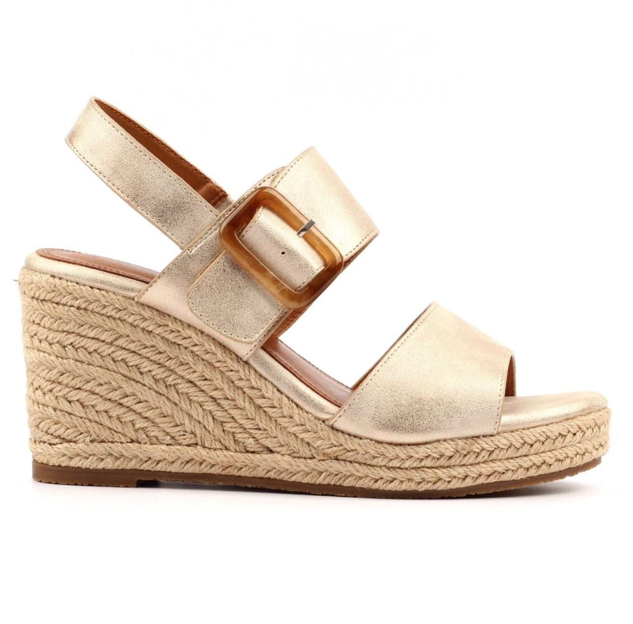 Lunar Rochester gold wedge sandals