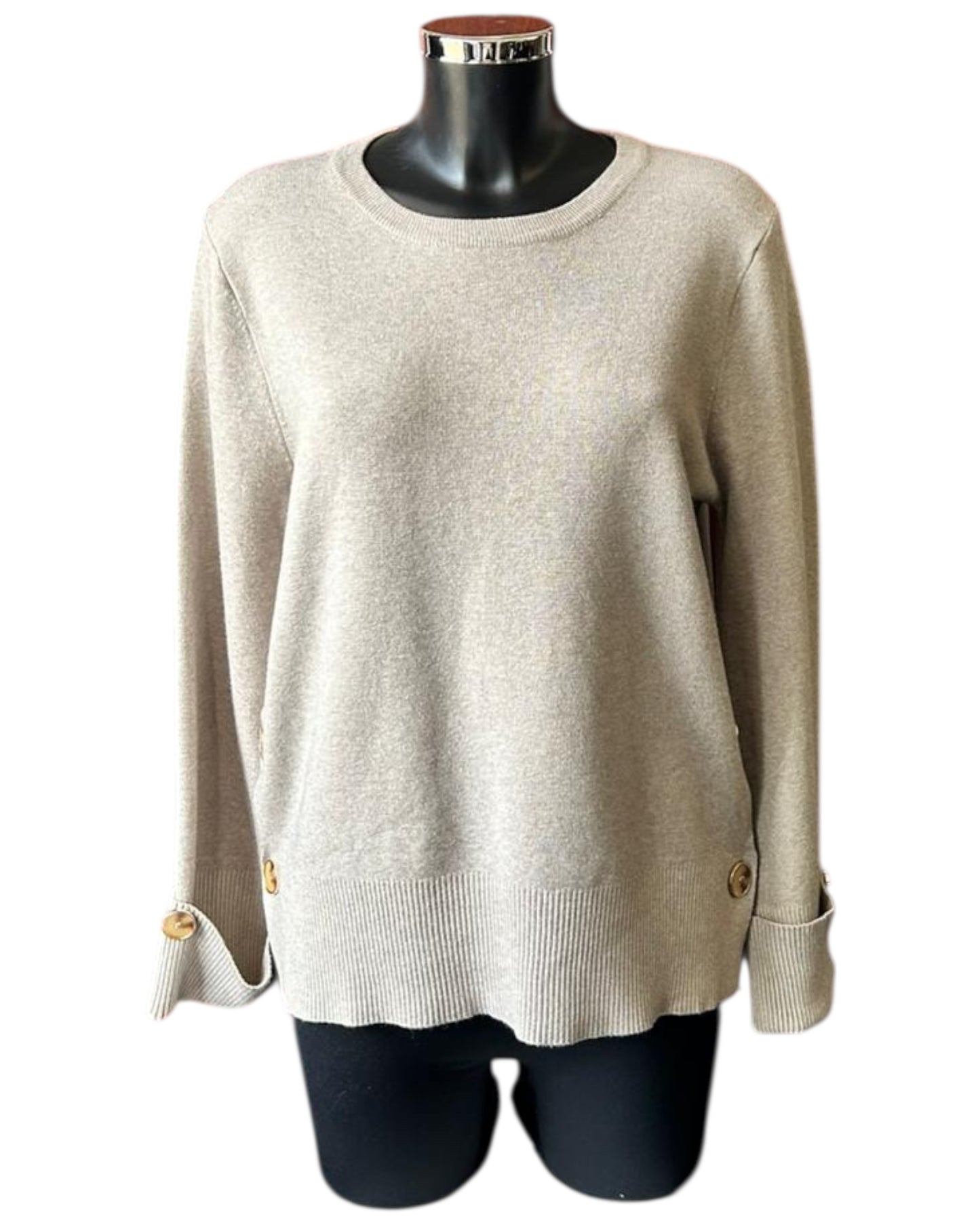 Michelle button side and sleeve jumper - Beige