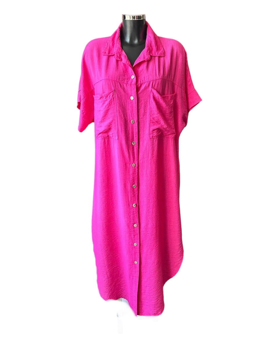 Rita relaxed fit shirt dress Cerise Coco Ladieswear of Garstang