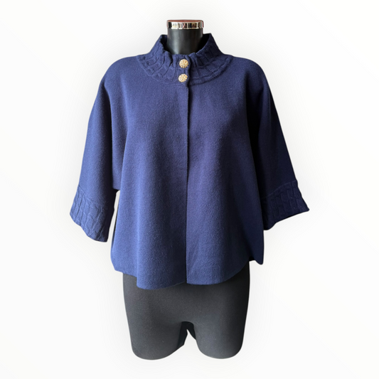 Amber premium knit cape cardigan - Navy