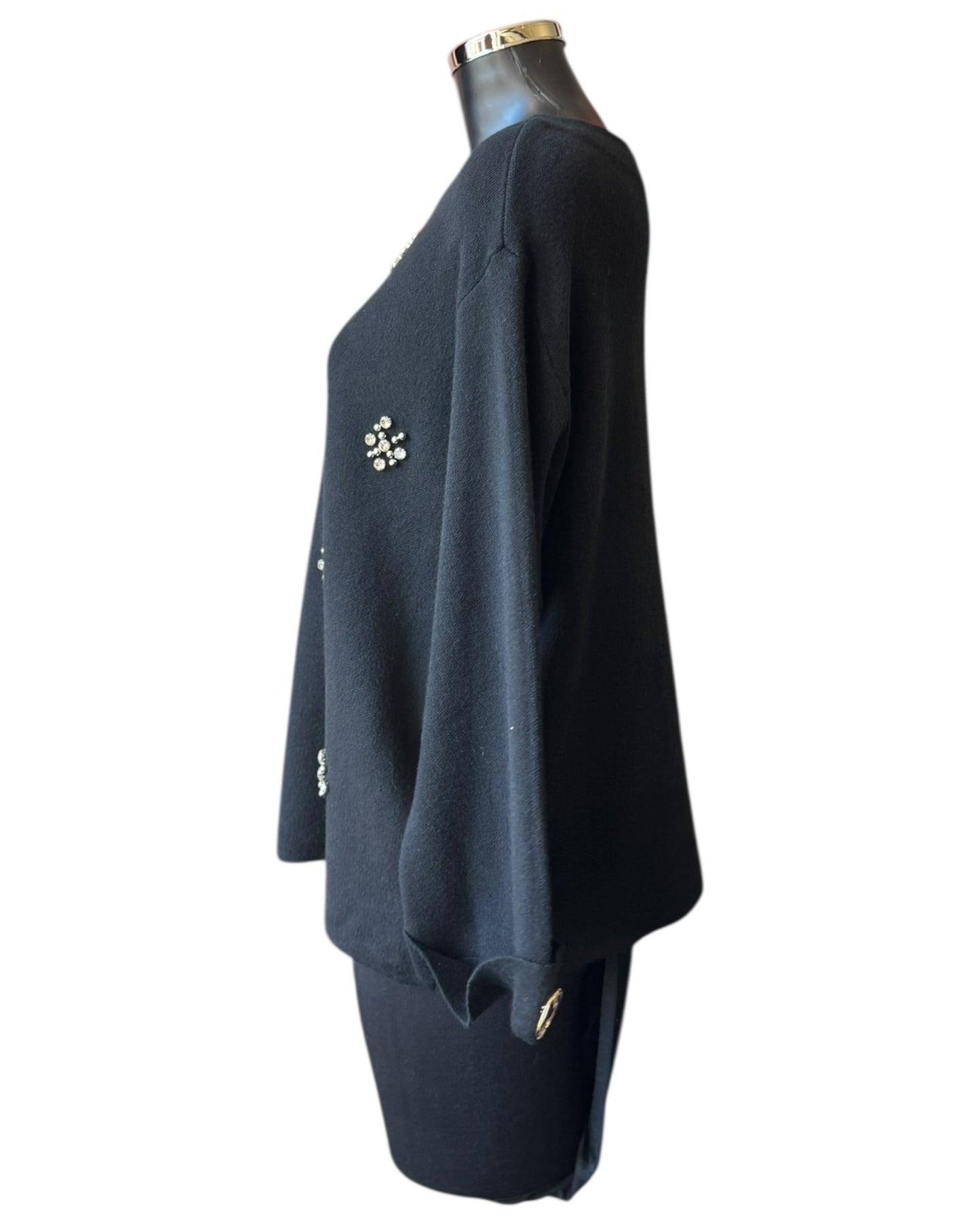 Erin embellished flower jumper - Black