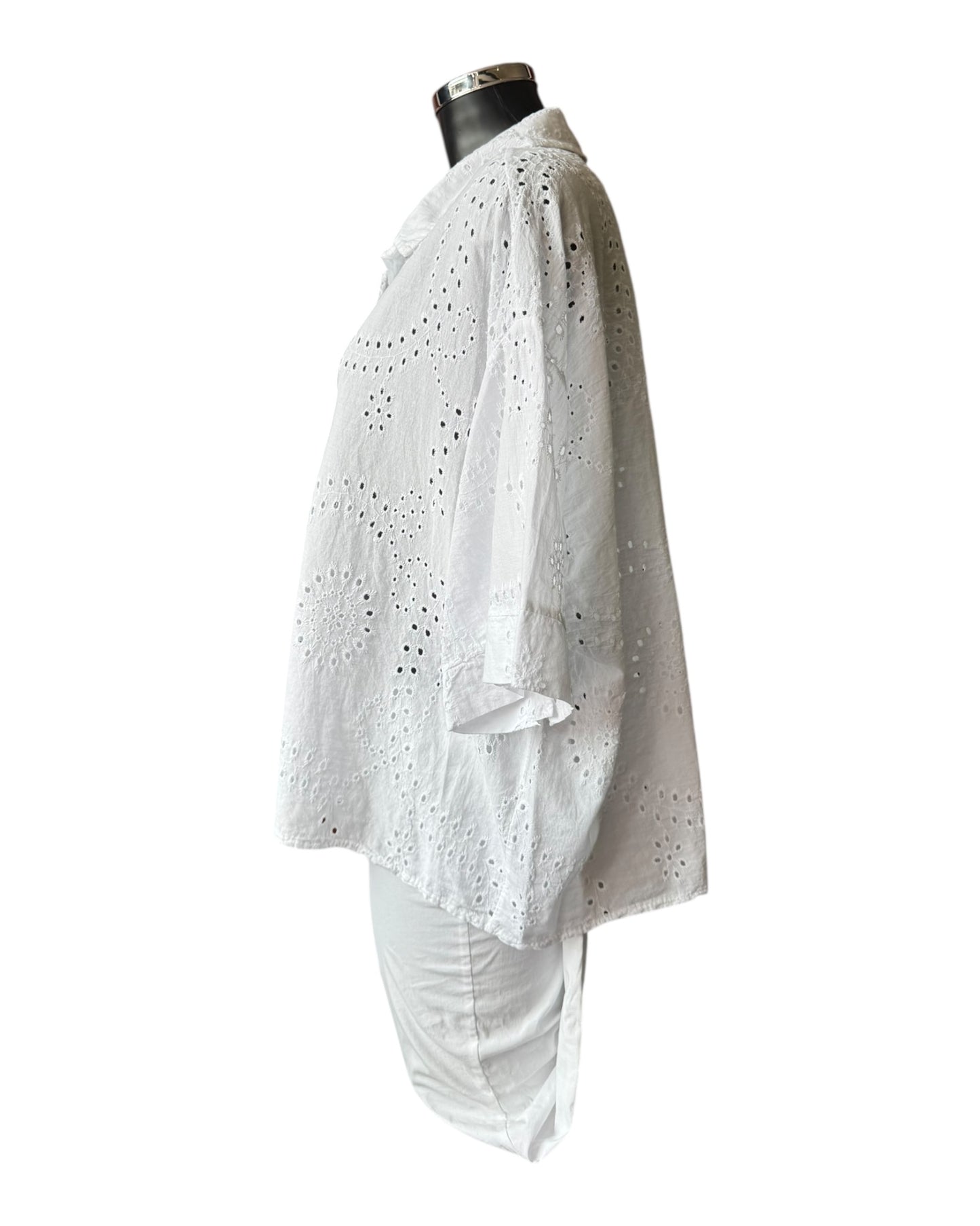 Greta cutwork cotton top - White
