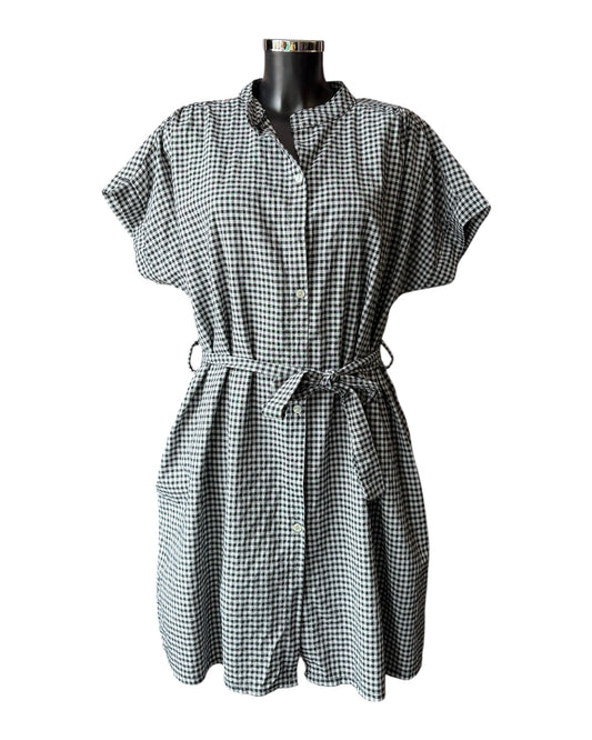 Gia gingham check short shirt dress - Black
