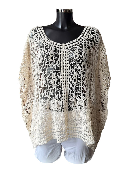 Gaynor crochet seam poncho - Beige